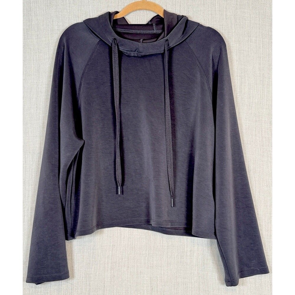 Joy Lab Hoodie Women’s L Cropped Pullover Top Black Lightweight Super SoftJersey